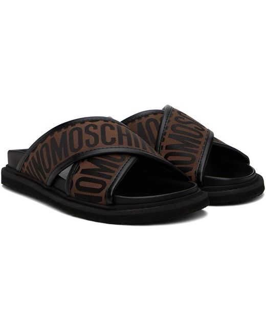 Moschino Black Brown Logo Sandals