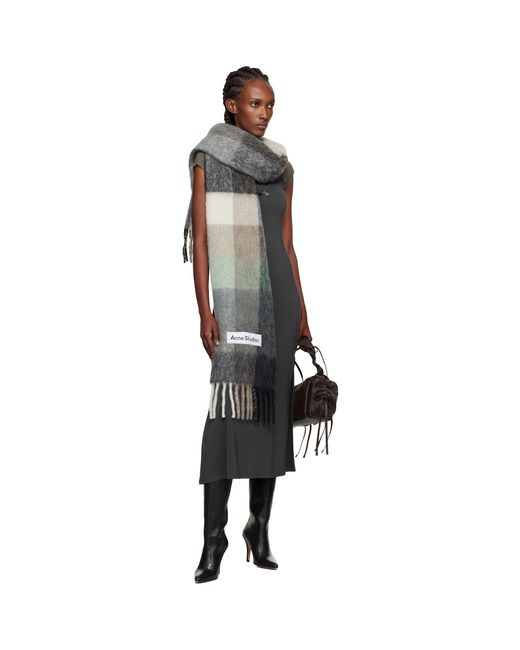 Acne Black Mohair Checked Scarf