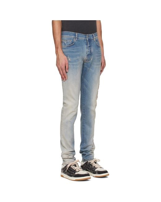 Amiri Blue Ma Quad Applique Skinny Jeans for men