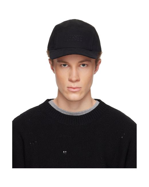 MM6 by Maison Margiela Black Embroidered Logo Cap for men