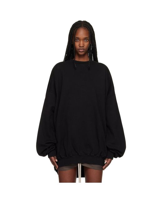 Rick Owens Black Temple Hun Crewneck Sweatshirt