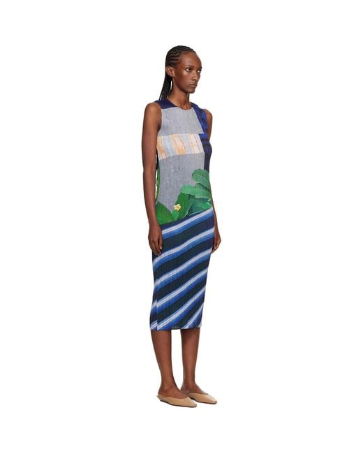 Pleats Please Issey Miyake Black City Collage Midi Dress
