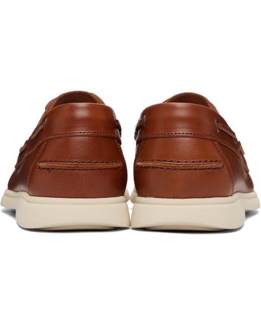 Boss Brown Leather Boat Shoes for men
