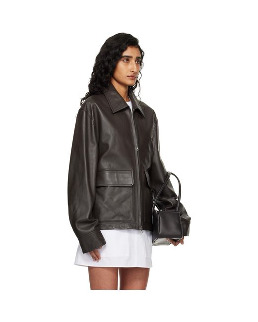 Courreges ブラウン 2-Pocket レザージャケット ブラック | Lyst
