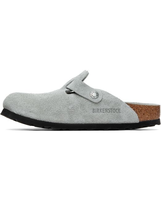 Birkenstock White Narrow Boston Soft Footbed Suede Leather Loafers