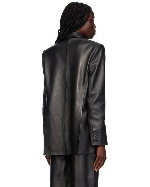 Magda Butrym Black Oversized Leather Jacket