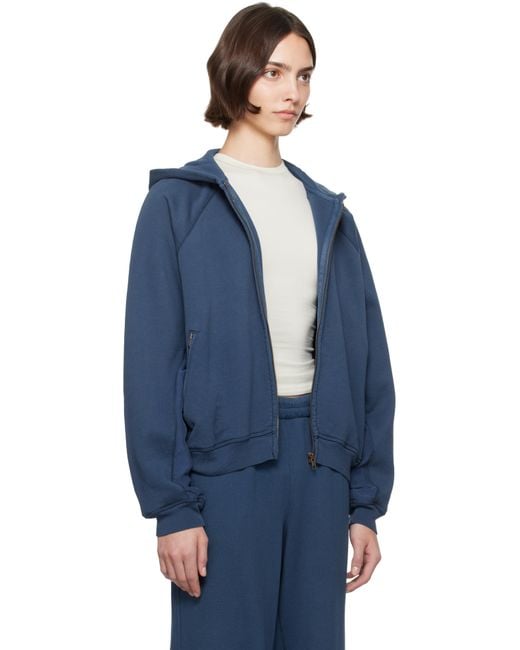 Skims Blue French Terry Relaxed Zip Up Hoodie