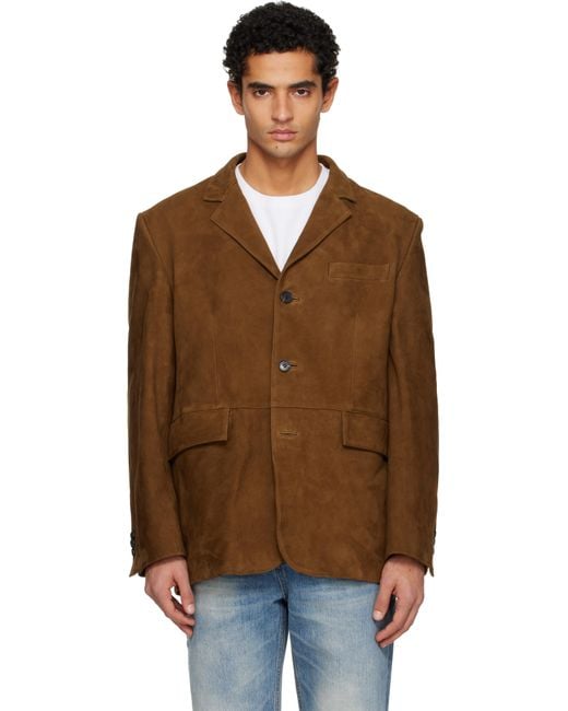 TONYWACK Brown Tailored Suede Jacket for men