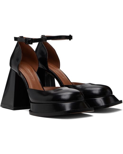 ShuShu/Tong Black Round Toe Strap High Heels