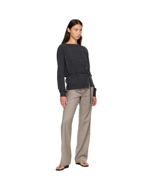 St. Agni Gray Taupe 90S Wool Rouleau Minimal Trousers
