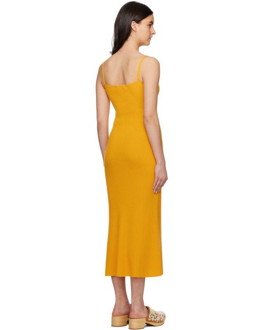 Chloé Orange Yellow Ribbed Long Dress