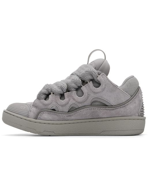 Lanvin Gray Monochrome Suede Curb Sneakers