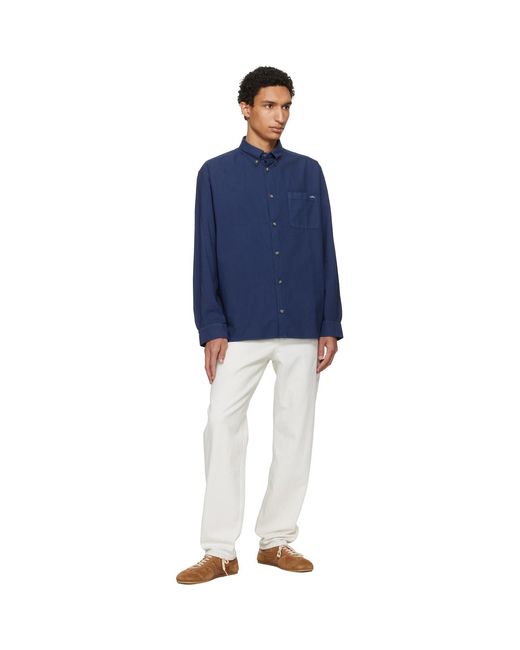A.P.C. Blue Mateo Logo Shirt for men