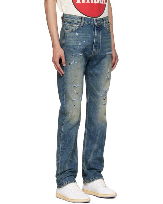 Rhude Blue Distressed Jeans for men
