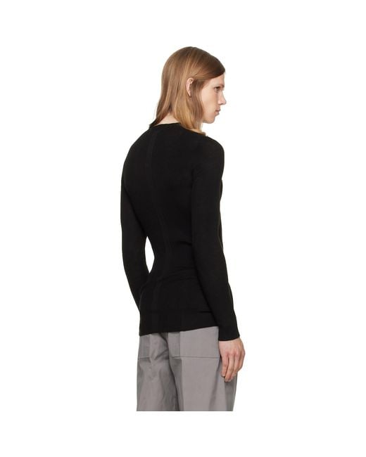 Rick Owens Black Tower Ribbed Round Neck Sweater for men