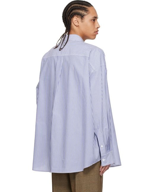 Wooyoungmi Blue Cotton Striped Shirt for men