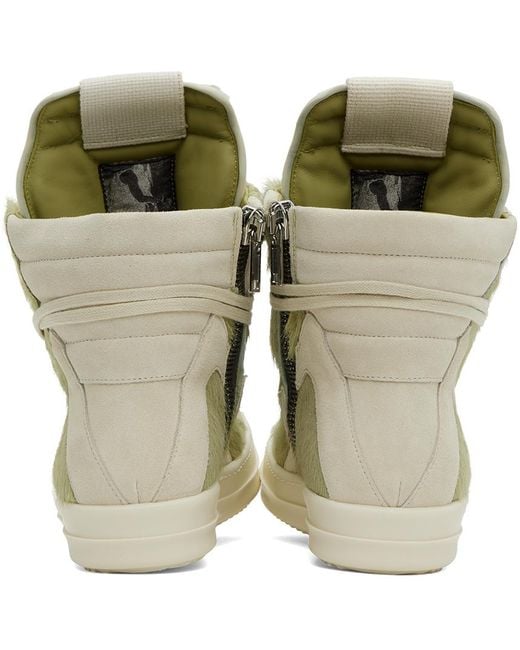 Rick Owens Natural Geobasket Chunky-sole Pony-hair Hight-top Trainers for men