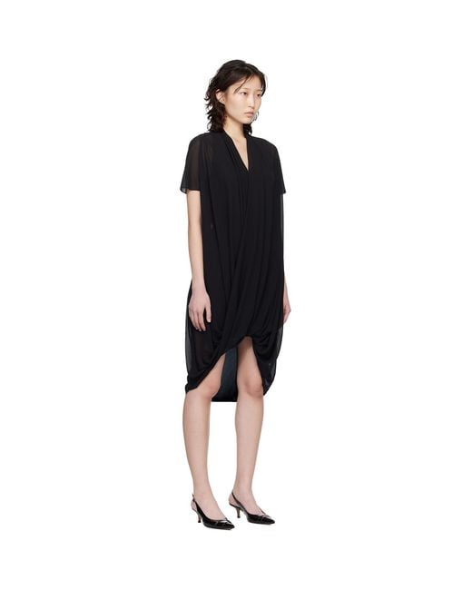 MM6 by Maison Margiela Black Chiffon Midi Dress