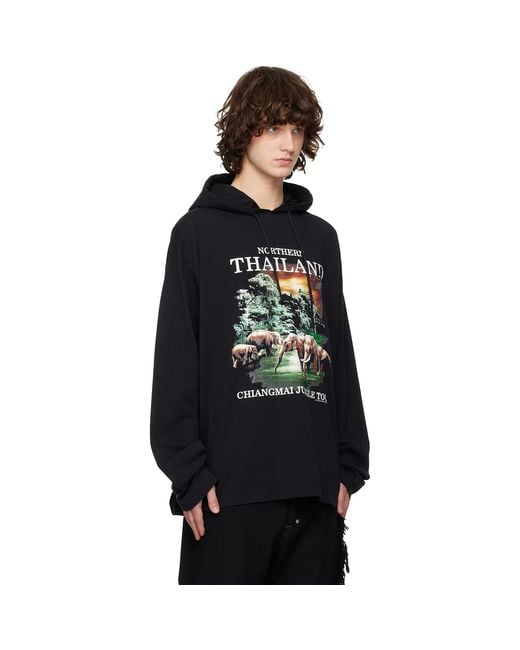 Vetements Black 'Thailand' Tourist Light Hoodie for men