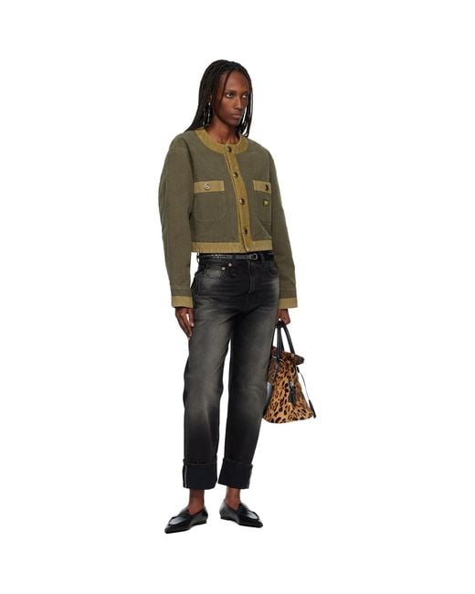 R13 Black Cuffed Boyfriend Jeans