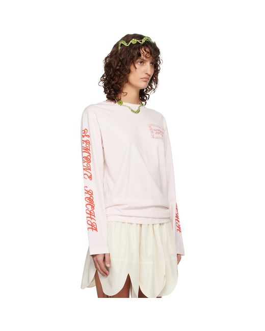 Simone Rocha Pink Pillowcase Logo Print Long Sleeve T-Shirt