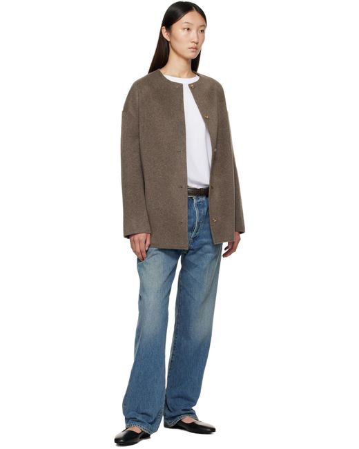 Loulou de Saison Black Taupe Dunne Wool Drap Short Coat