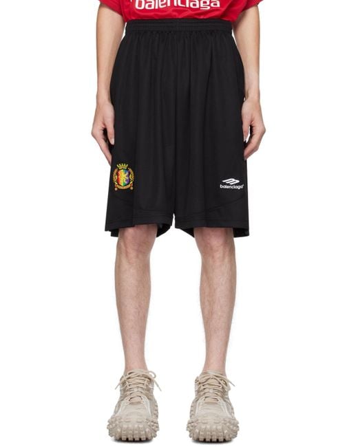 Balenciaga Black Embroidered Shorts for men