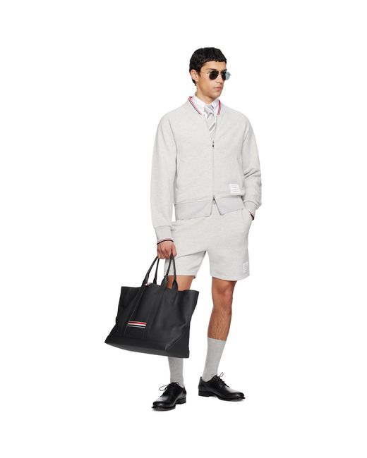 Thom Browne White Pique Loopback Bomber Sweatshirt for men