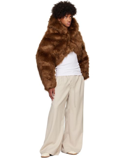 Entire studios Brown Vicinity Crop Faux-fur Jacket for men