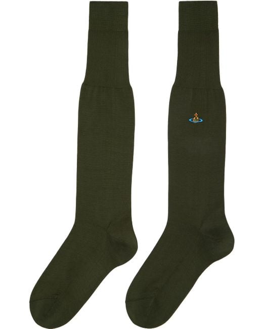 Vivienne Westwood Green Khaki Plain Socks