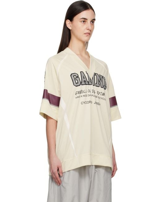 Ganni Natural Off- Future Mesh Oversized T-Shirt