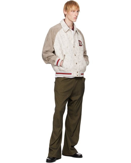 Drole de Monsieur Natural 'Le Bomber Tweed' Leather Bomber Jacket for men