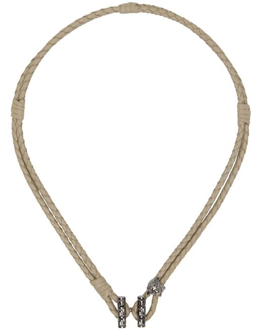 Versace Metallic Taupe Medusa Necklace for men