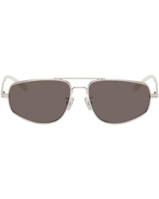 Bottega Veneta Black Silver Aviator Sunglasses for men