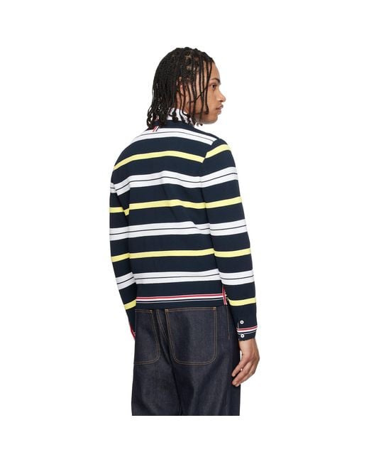 Thom Browne Black Variegated Rep Stripe Ottoman Stitch Crew Neck Sweater for men