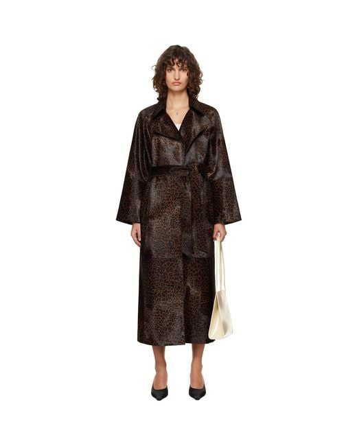 Nour Hammour Black Althea Supple Ponyhair Coat