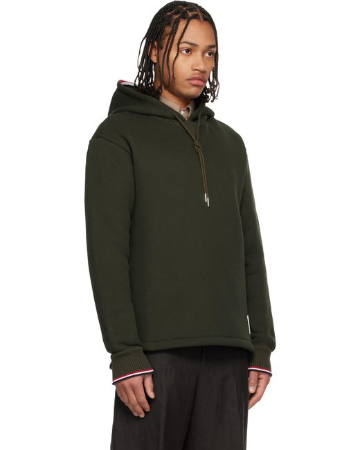 Pull À Capuche Surdimensionné Kaki En Jersey Bouclette À Rayures Tricolores Thom Browne pour homme en coloris Black