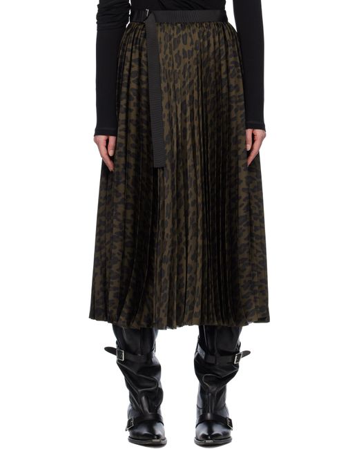 Sacai Black Leopard Print Maxi Skirt