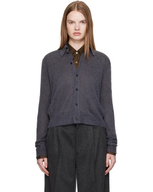 AURALEE Kid Mohair Sheer Knit Shirt Cardigan in Black | Lyst