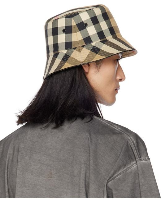 Burberry Brown exaggerated Check Bucket Hat for men
