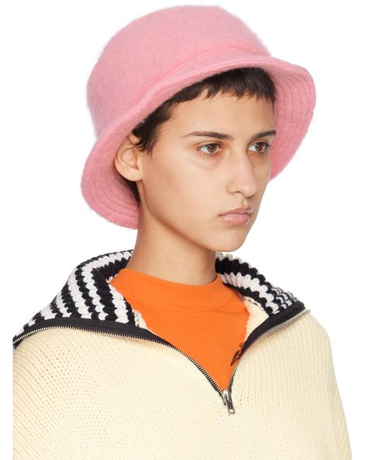 Marni Multicolor Pink Brushed Alpaca Bucket Hat