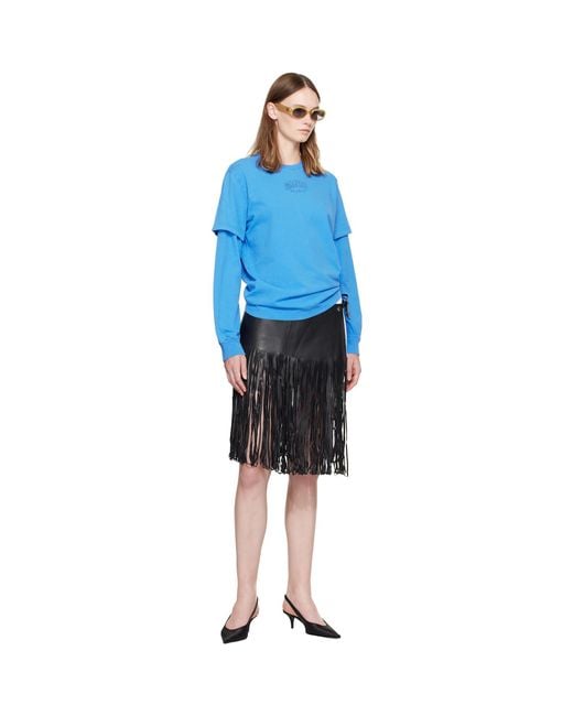 Ganni Blue Future Heavy Jersey Double Sleeve T-Shirt