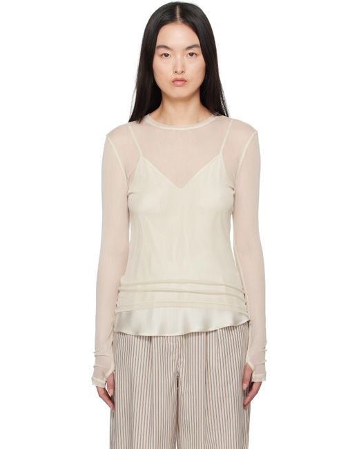 SILK LAUNDRY ベージュ メッシュ 長袖トップス Multicolor