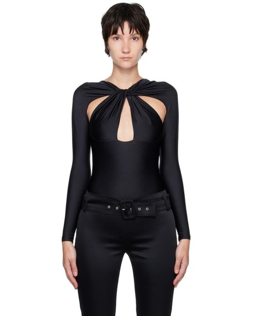 Coperni Black Cutout Draped Bodysuit