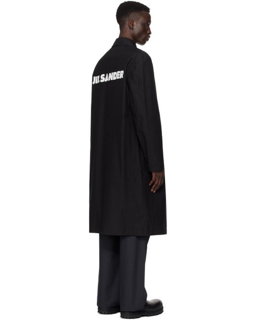 Manteau noir à logo imprimé Jil Sander pour homme en coloris Black