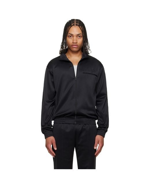 MM6 by Maison Margiela Black Embroidered Logo Track Jacket for men