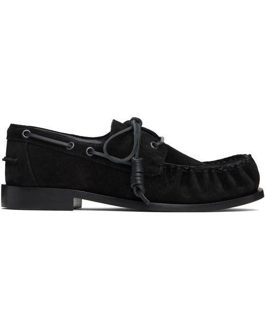 Dries Van Noten Suede Boat Shoes in Black for Men | Lyst UK
