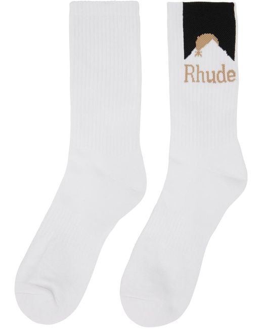 Rhude White Moonlight Sport Socks for men