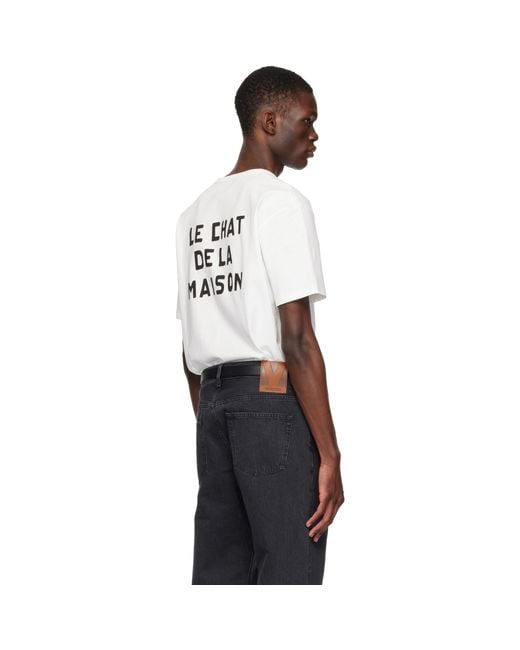 Valentino Black Cotton 'Le Chat De La Maison' Print T-Shirt for men