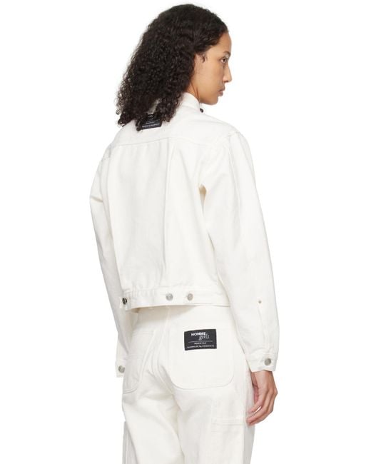 HOMMEGIRLS White Spread Collar Denim Jacket